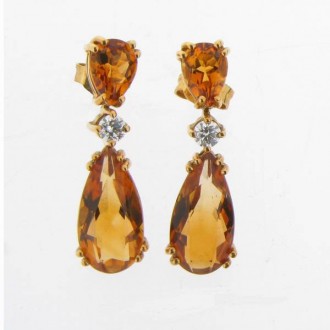 ED0234 Citrine & Diamond Drop Earrings