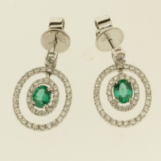 ED0496 18ct Diamond & Emerald Drop Earrings