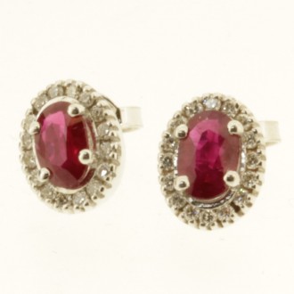 ED0515 18ct Ruby & Diamond Cluster Earrings