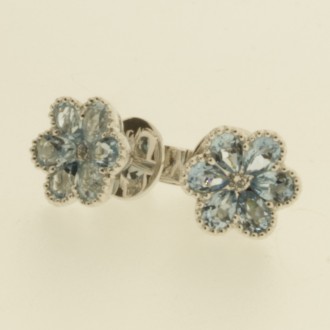 EO0294 18ct Aquamarine & Diamond Flower Earrings