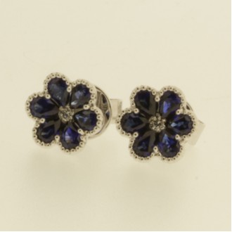 EO0295 18ct Sapphire & Diamond Flower Earrings