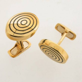 LN0026 Gold & Onyx Cufflinks 