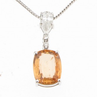 MS1377 18ct Hessonite Garnet & Diamond