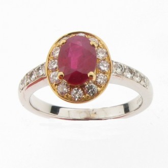 MS4239 Ruby & Diamond Cluster Ring