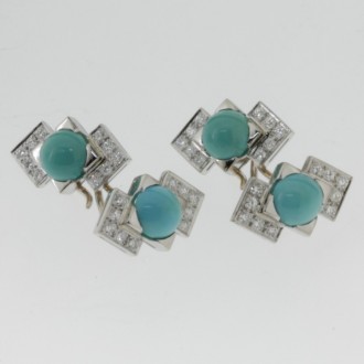 MS6310 14ct Turquoise & Diamond Cufflinks