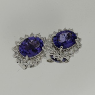 MS6529 Tanzanite & Diamond cluster earrings