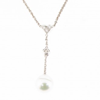 NK0097 Diamond Heart & Pearl Necklet