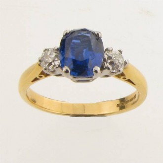 RS0051 Sapphire and Diamond Three Stone Ring