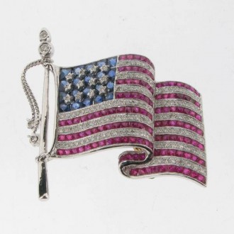 BO0011 Diamond Stars & Stripes Brooch 