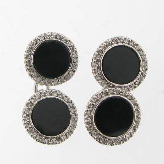 LN0036 Diamond & Onyx Cufflinks 