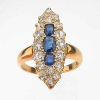 MS0761 Victorian Sapphire & Diamond Cluster Ring