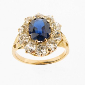 MS5110 Sapphire & Diamond Cluster Ring