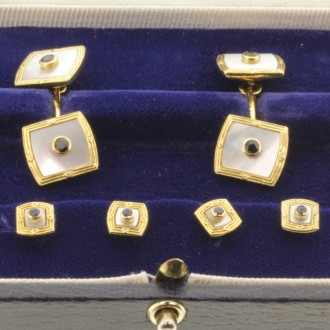 MS6897 Mother of Pearl & Sapphire Cufflinks