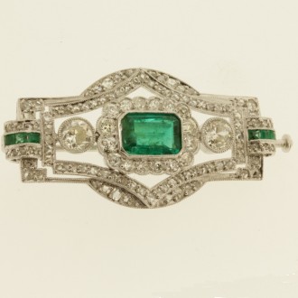 MS7112 Emerald & Diamond Brooch