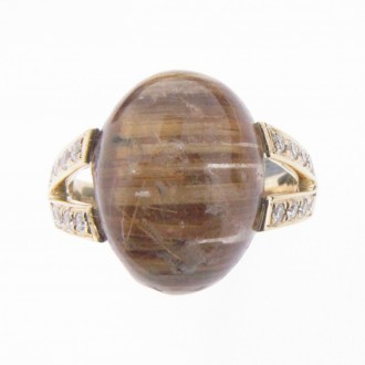 RM0087 18ct Rutilated Quartz & Diamond Ring