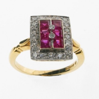 RR0012 Ruby & Diamond Cluster Ring