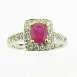 RR0022 Ruby & Diamond Cluster Ring